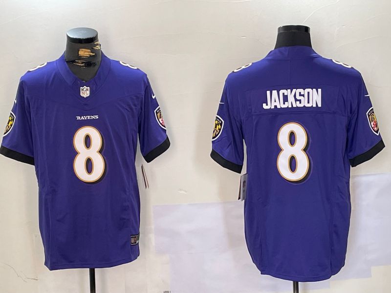 Men Baltimore Ravens #8 Jackson Purple Three generations 2024 Nike Vapor Limited NFL Jersey style 1->dallas cowboys->NFL Jersey